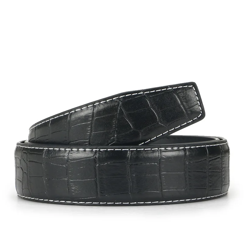 3.5cm Wide Designer Belts Men High Quality Cowhide Crocodile Pattern Leather Belt Without Buckle Black Brown | Аксессуары для