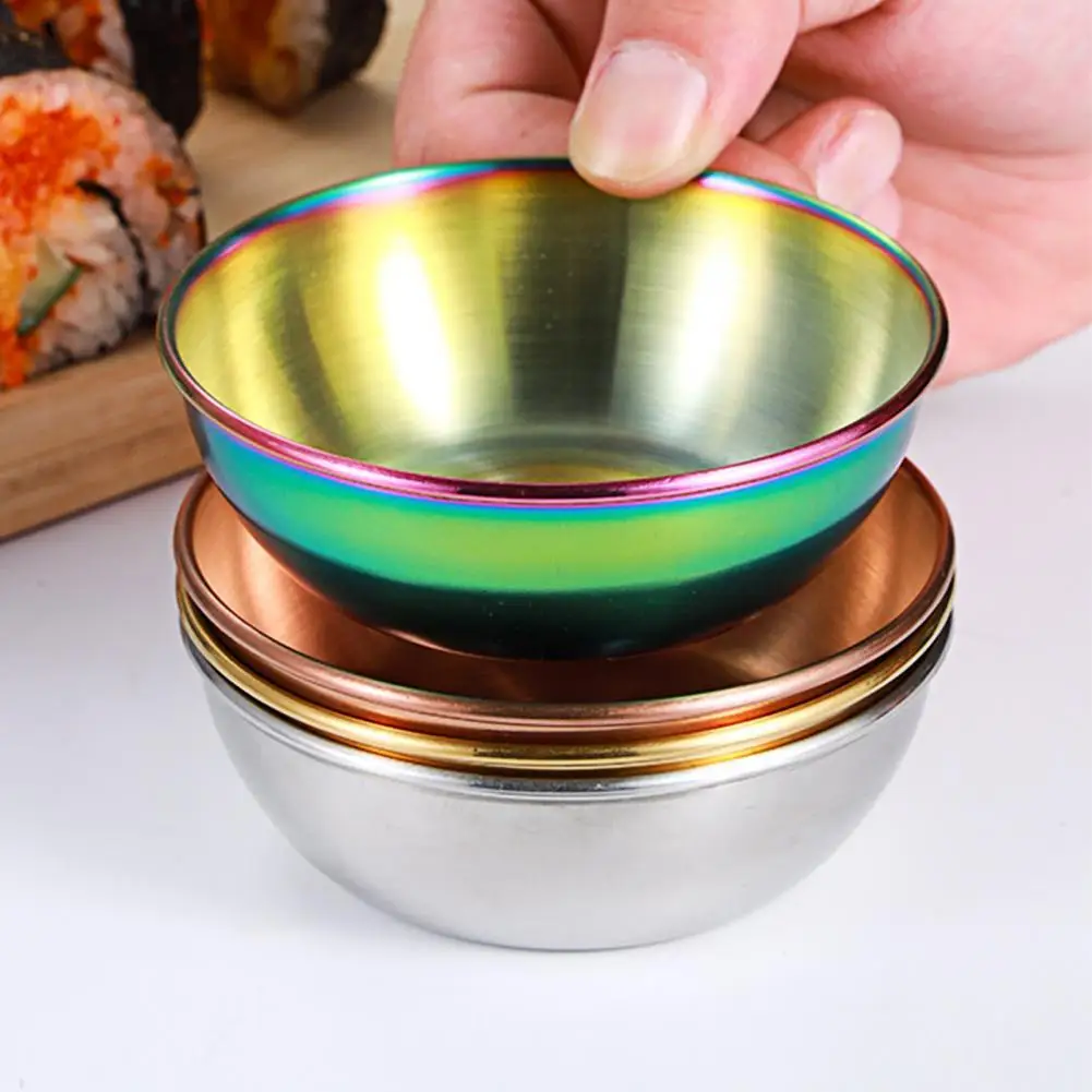 

1Pcs Seasoning Dish Round Rust-proof Stainless Steel Household Small Metal Soy Sauce Plate Snack Serving Small Cooking Dish
