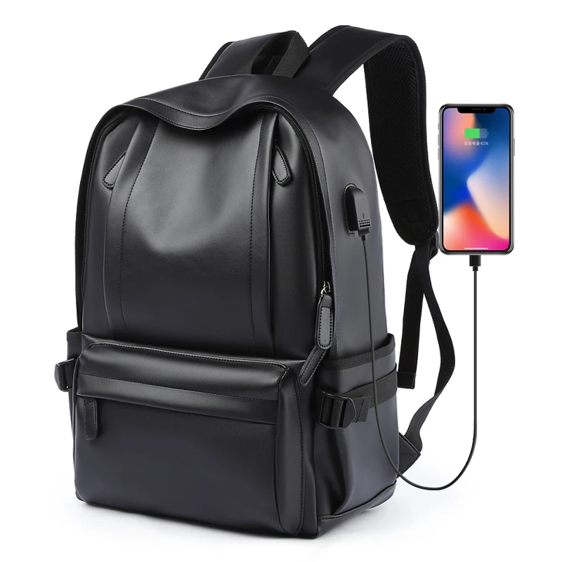 

2021 Hot Sale Waterproof 14 Inch Laptop Backpack Men Leather Backpacks for Teenager Travel Casual Daypacks Male