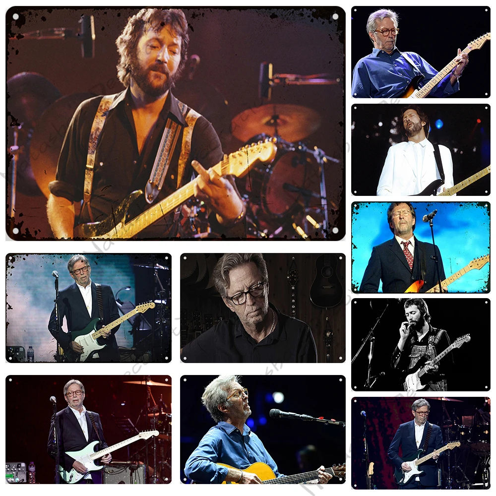 Эрик Клэптон, металлический постер, ретро музыкальный постер, рок-блюз, звезда, настенная табличка, винтажный знак, бар, пластины с ретро рисунками для гаража, кафе, паб, ресторан, металлический знак