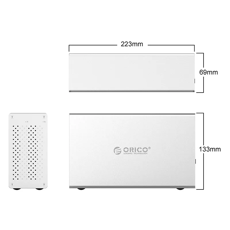 ORICO Honeycomb Series 3.5 inch 2 Bay Aluminum Alloy Type-C Hard Drive Enclosure,Support 20TB support UASP acceleration protocol