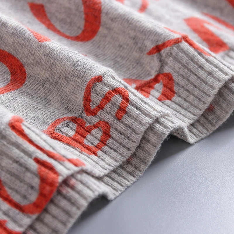 Jielur зима мода плюс Размеры Для женщин свитер длинный рукав с буквенным принтом