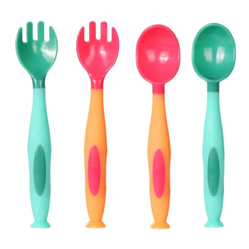 

Spoon For Baby Utensils Set Auxiliary Food Plastic Gel Spoon Baby Learn To Eat Training Bendable Soft Spoon Children Tableware