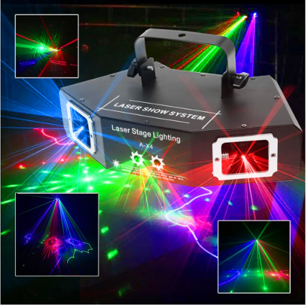 High Bright 4 Lens DJ Laser Disco Light RGB Beam Scan Laser DMX512 Professional Party Show Club Holiday Home Bar Stage Lighting