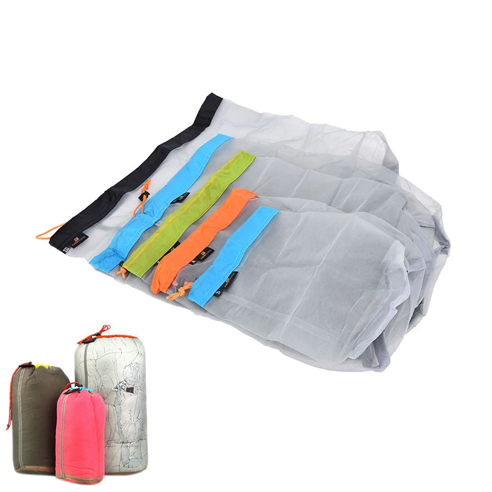Hot Sale 1PC 5 Sizes Camping Sports Ultralight Mesh Stuff Sack Drawstring Bag Backpack Foldable Storage Bags High Quality | Спорт и