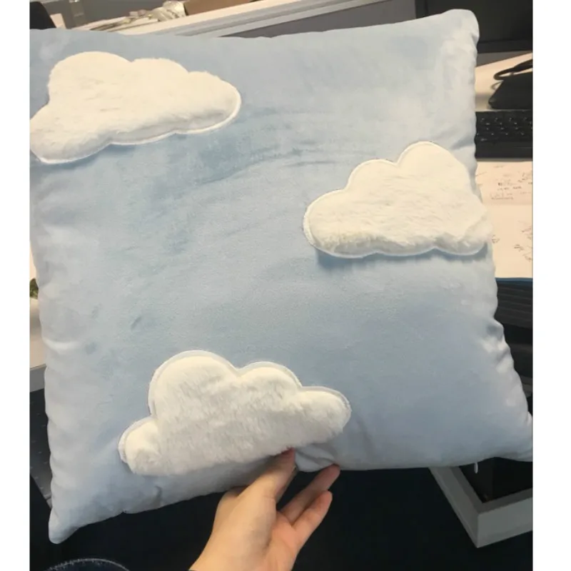 Бархатный Чехол для подушки декоративный чехол Cojines шикарное 3D облако синее