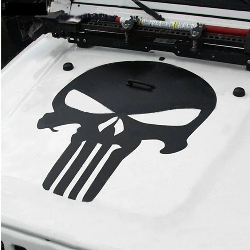 

Matte Black White Evil Skull Bone Hood Sticker Vinyl Decal for Jeep Wrangler Unlimited JK JL Compass Cherokee Patriot Renegade