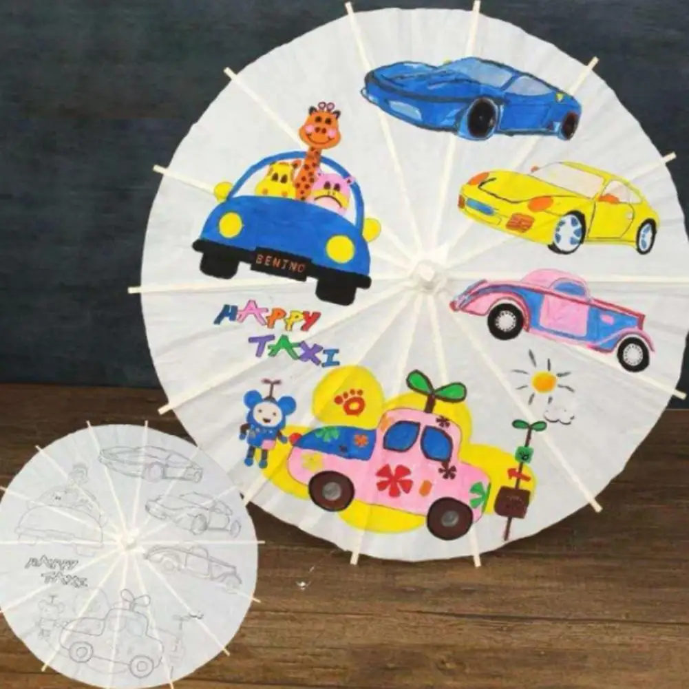 

New Handmade Colored Paper Umbrella Traditional Kids DIY Painting Paper Umbrella Decor Arts And Crafts Supplies