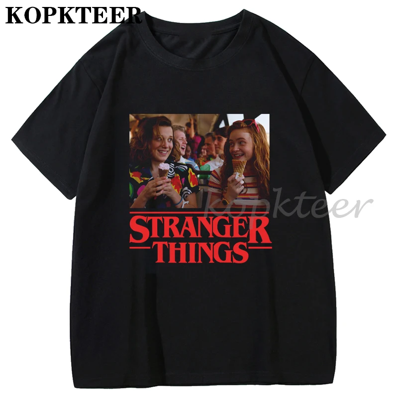 

New Cartoon Print T-Shirt Men Hip Hop Casual Cotton Tee Shirt Stranger Things Tops Male Fashion Short Sleeve Shirt Summer