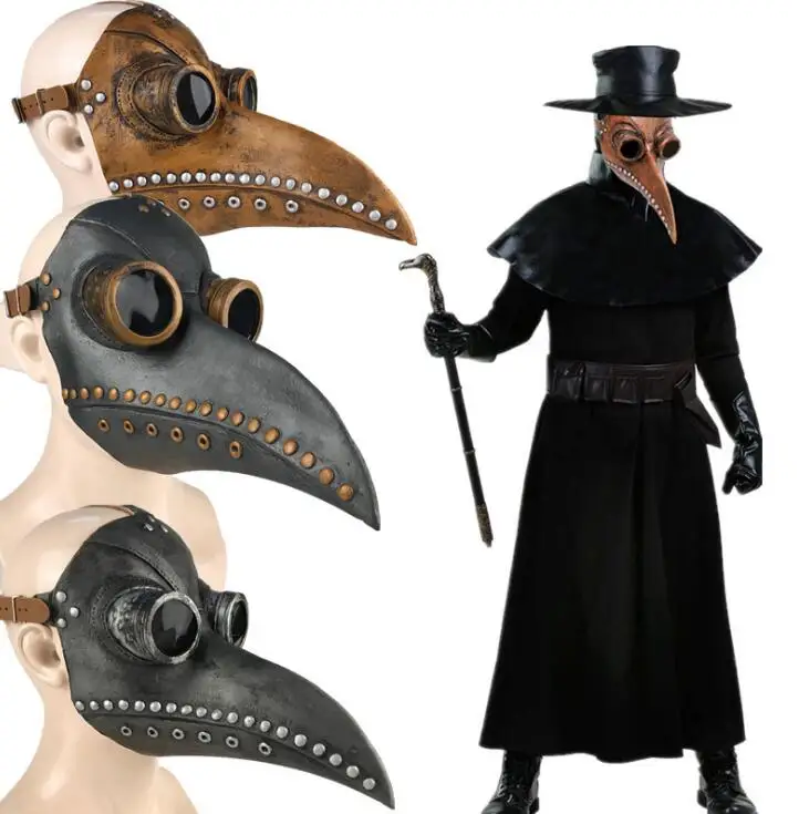 

Liser Funny Retro Plague Doctor Mask Latex Birds Long Nose Beak Steampunk Halloween Gothic Costume Props Headgear