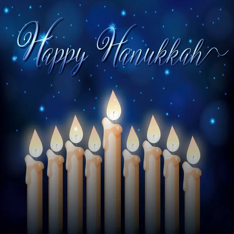 

Happy Hanukkah and Candle Blue Backdrop Party Photography Background Celebration Photo Booth Studio Decor