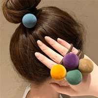 women flocking round ball hair tie elastic band geometric rubber rope for girl korean head accessories scrunchies wholesale