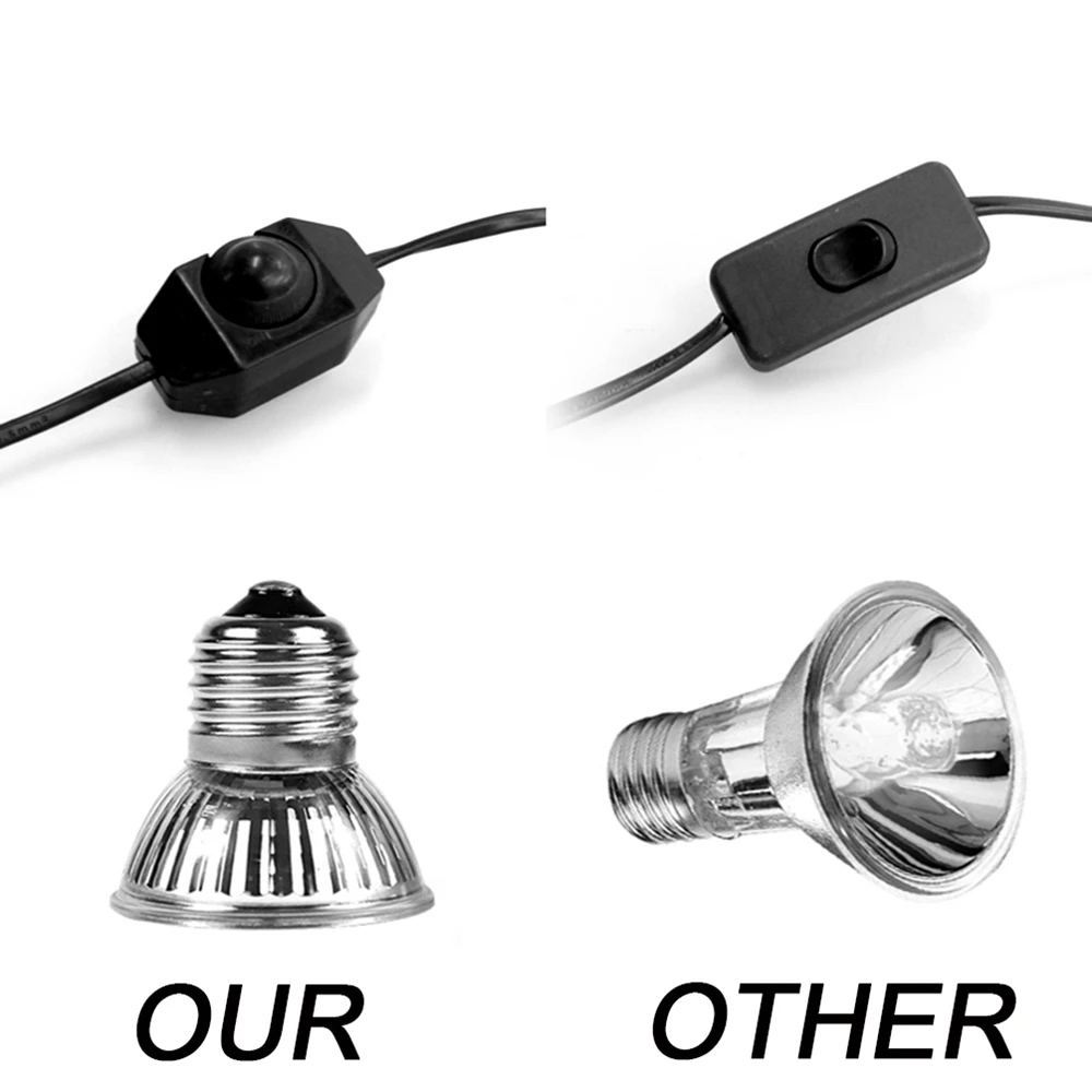 Нагревательная лампа LEDGLE E27 для рептилий с зажимом температуры нагревательная