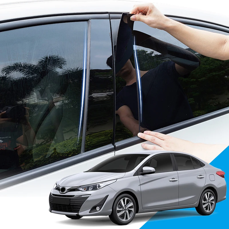 

Car Styling PVC Car Window Pillar Trim Sticker Middle BC Column Sticker External Car Accessories For Toyota Vios XP150 2014-2020