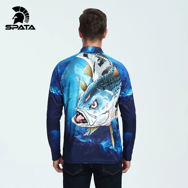 SPATA Новая Профессиональная сублимированная рыболовная рубашка с защитой от
