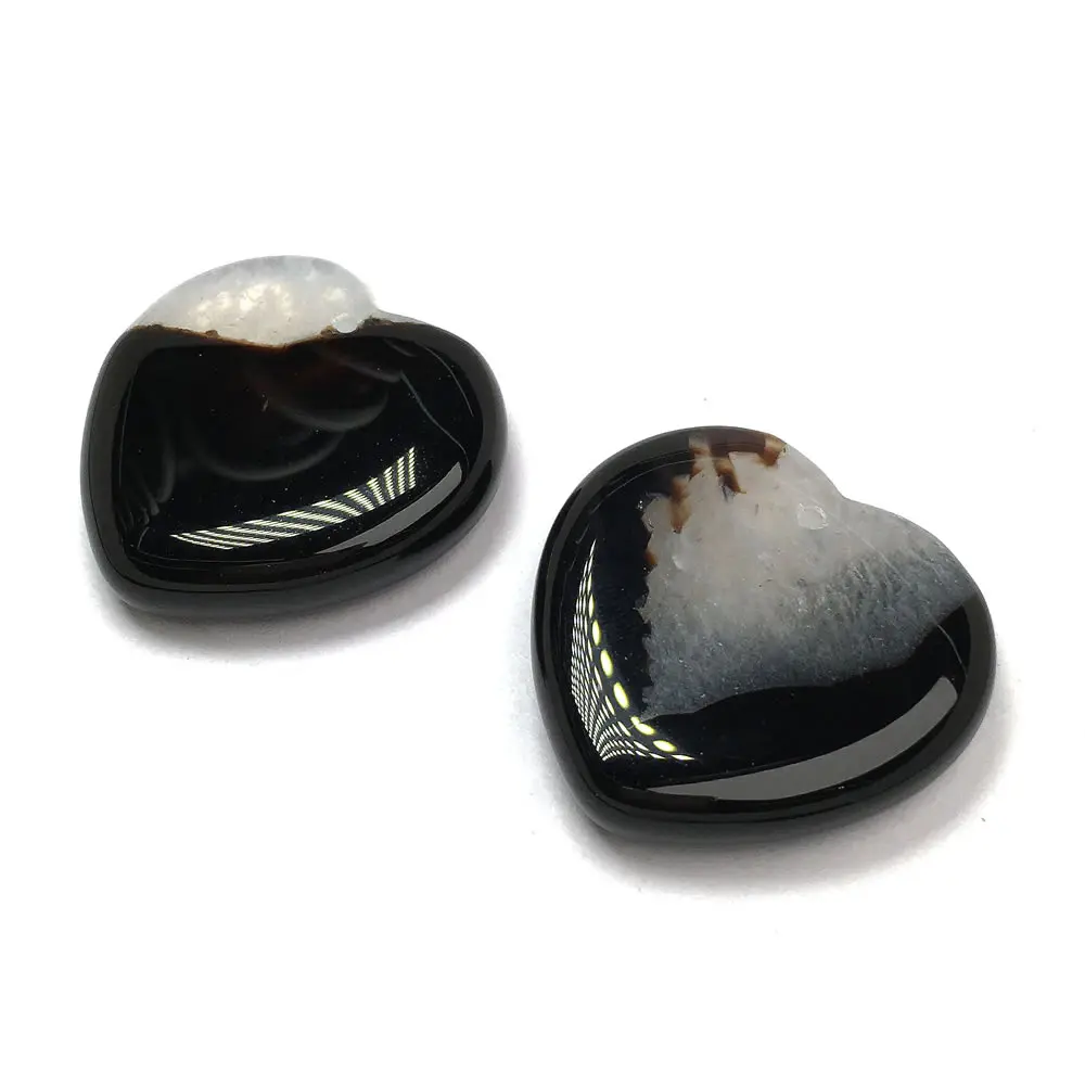 Подвеска из натурального камня в форме сердца черные Агатовые Подвески