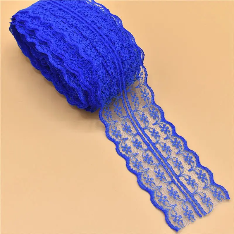 10 ярдов красивое Королевское синее кружево лента тесьма 45 мм кружевная отделка