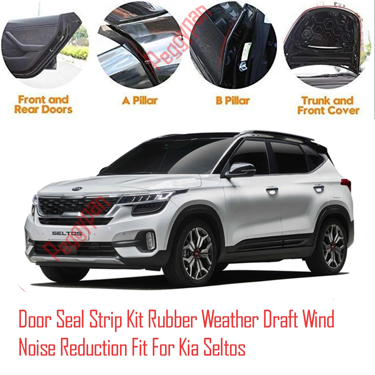 Door Seal Strip Kit Self Adhesive Window Engine Cover Soundproof Rubber Weather Draft Wind Noise Reduction Fit For Kia Seltos