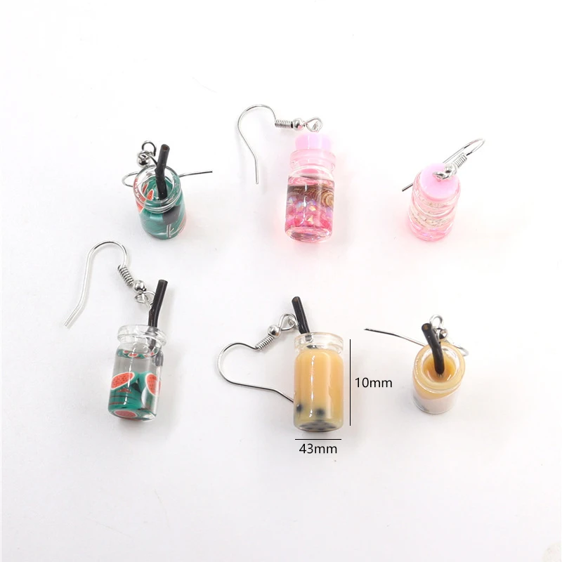 Женские серьги подвески с чашкой фруктового сока в виде чайного жемчуга