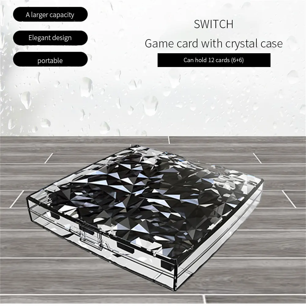 

Switch Crystal Pattern Card Box Creative Personality Portable Box Transparent Crystal Pattern Simple and Exquisite Accessories
