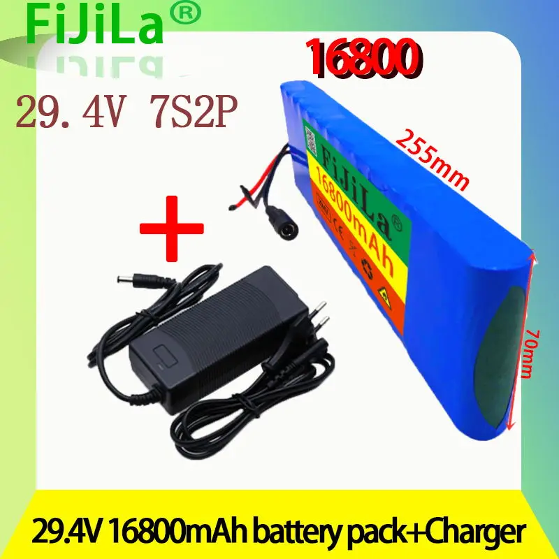 

24V Батарея 7S2P 29,4 V 16800 мА/ч, литий-ионный аккумулятор Батарея-серые кисточки с 20A сбалансированный BMS для электрического велосипеда скутер Мощ...