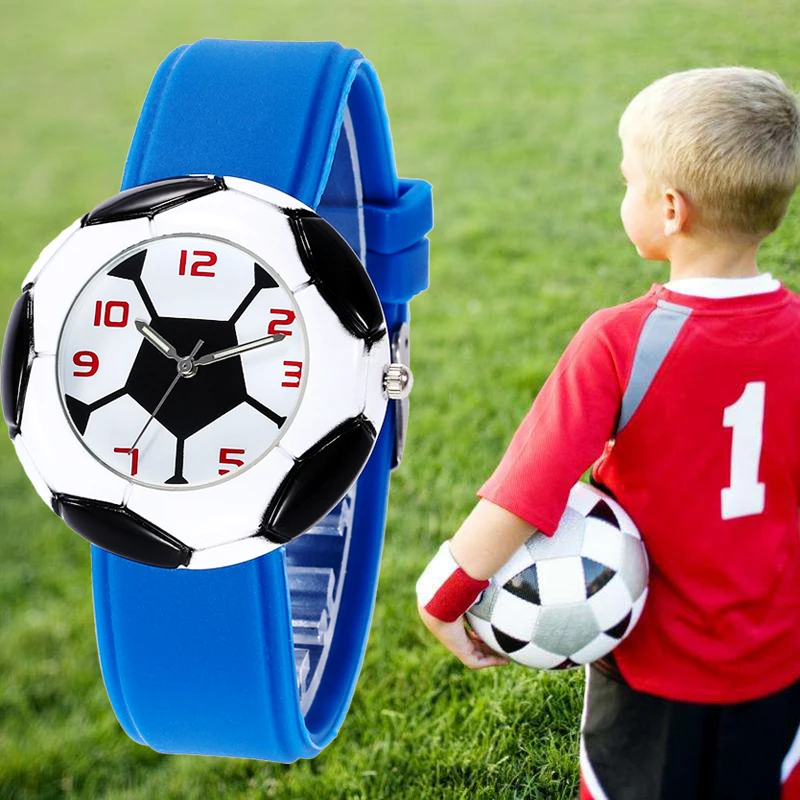 Детские часы с 3d футбольным циферблатом спортивные детские модные студенческие