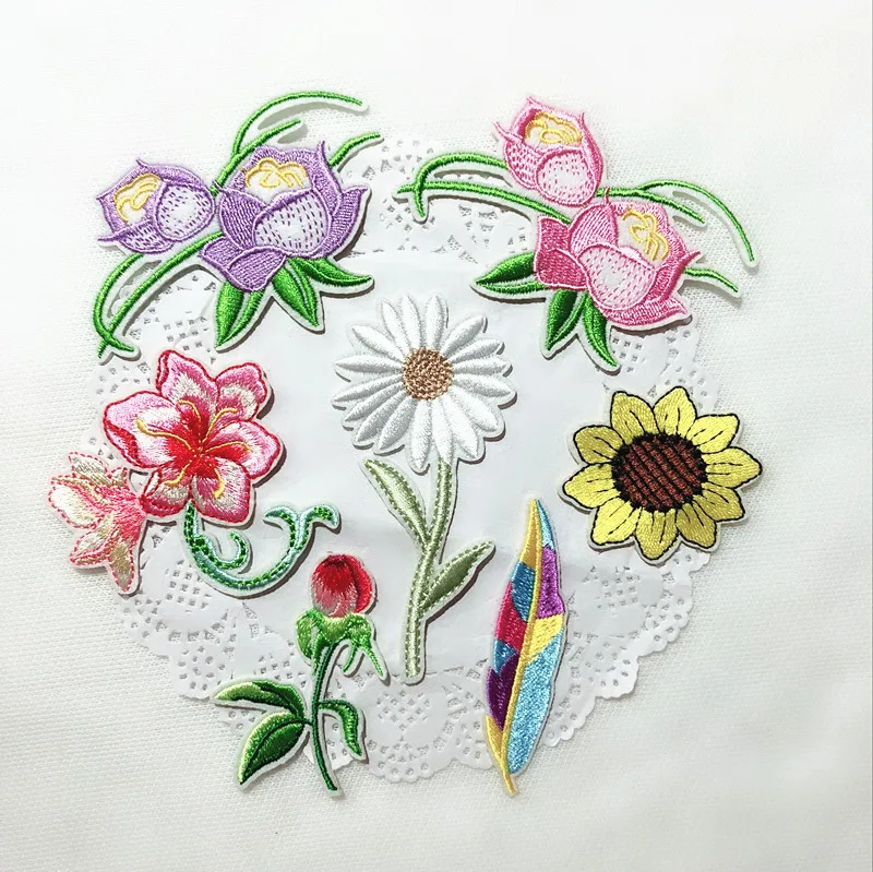 Изысканные растения с аппликацией в виде цветка одежда заплата вышивки ткань