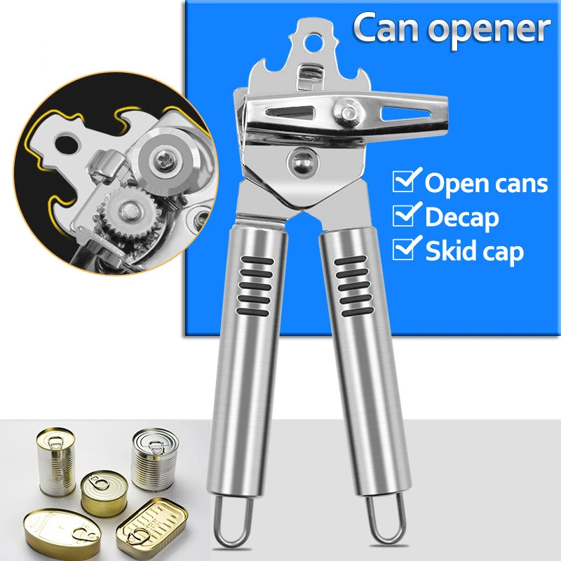 

Multifunctional Can Opener Stainless Steel Professional Effortless Bottle Tin Openers with Turn Knob Household Kitchen Tools