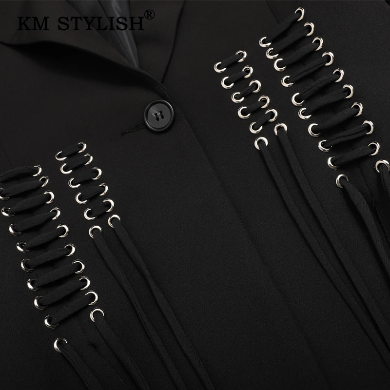 

2019 New Women Autumn Sequined Blazers Blace Sexy Bandage Slim Sashes Corset Casual Blazers Female Flare Sleeve Coat Outwear