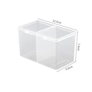 Контейнер портативный с двумя ячейками для хранения инструментов для нейл-арта, органайзер для ватных тампонов, косметики