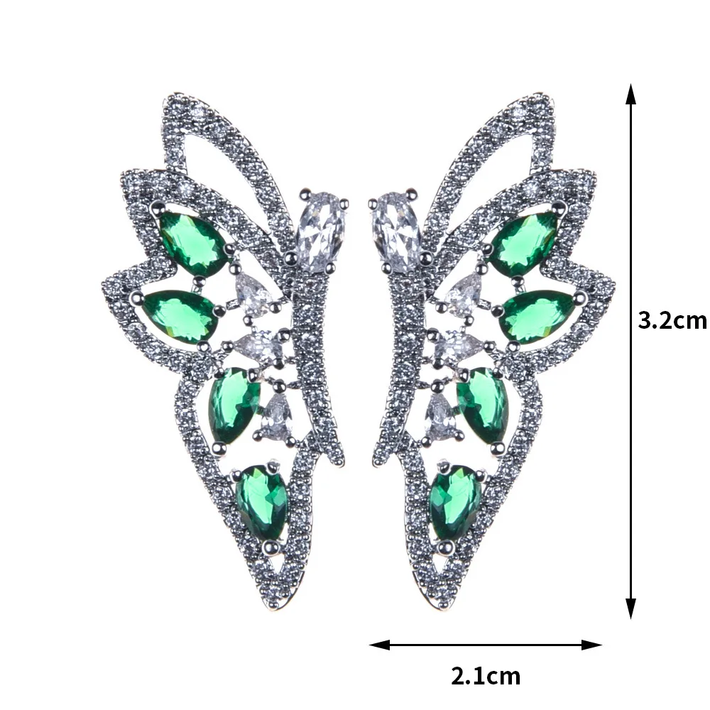 

Dorado 2021 New Luxury Butterfly Drop Earrings for Women Metal White Blue Red Zircon Fashion Party Wedding Jewelry Brincos
