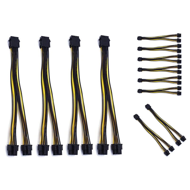 

PCIe 8 Pin to 2 x 8 Pin (6+2) PCI Express Adapter Power Cable PCIE Y - Splitter Extension Cable 8 Inches