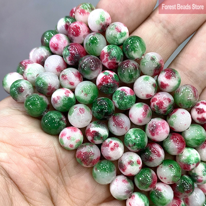 

Green Red Persian Jades Smooth Round Loose Beads Natural Stone for Jewelry Making DIY Charms Earrings Bracelets 15'' 6/8/10/12mm