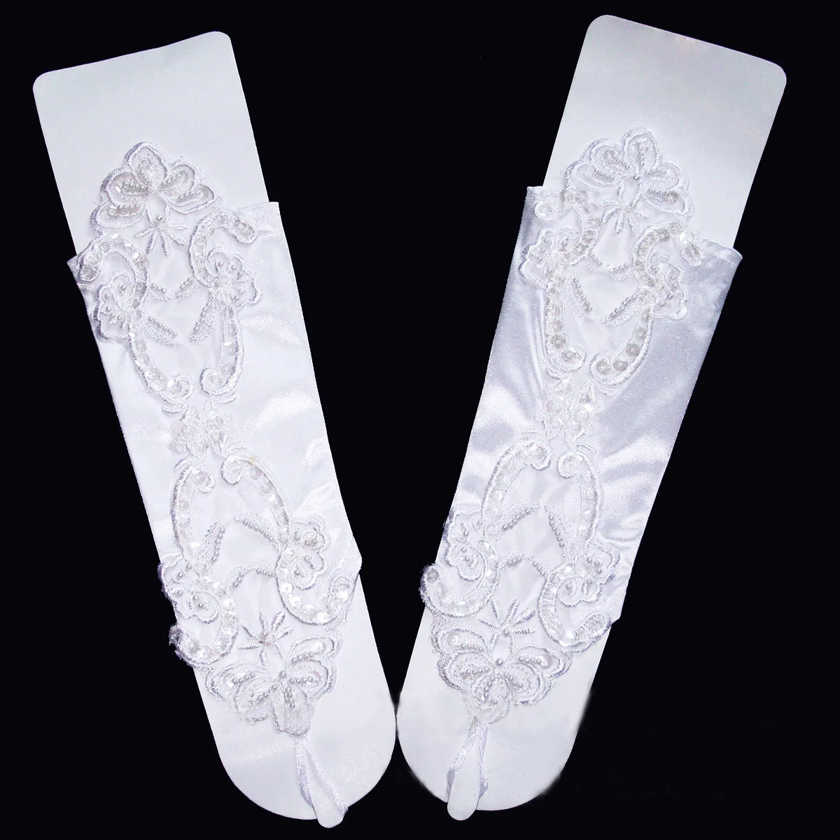 

Lace Fingerless Bride Wedding Gloves Flower Floral Embroidery Gothic Long Party Mittens Banquet Performance Mitten Girl Women