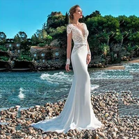 boho mermaid wedding dress turkey lace appliques beach bridal dress satin wedding gowns vestidos de noiva plus size