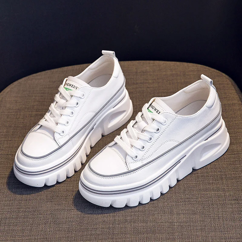 

Leather Casual Sneakers Girl Flats White Luxury Designer Shoes for Women 2023 Trend Running Platform Sports Shoes Tennis Female