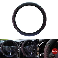1pc universal car steering wheel cover 37 38cm pu leather anti slip protector high quality durable black exterior car parts