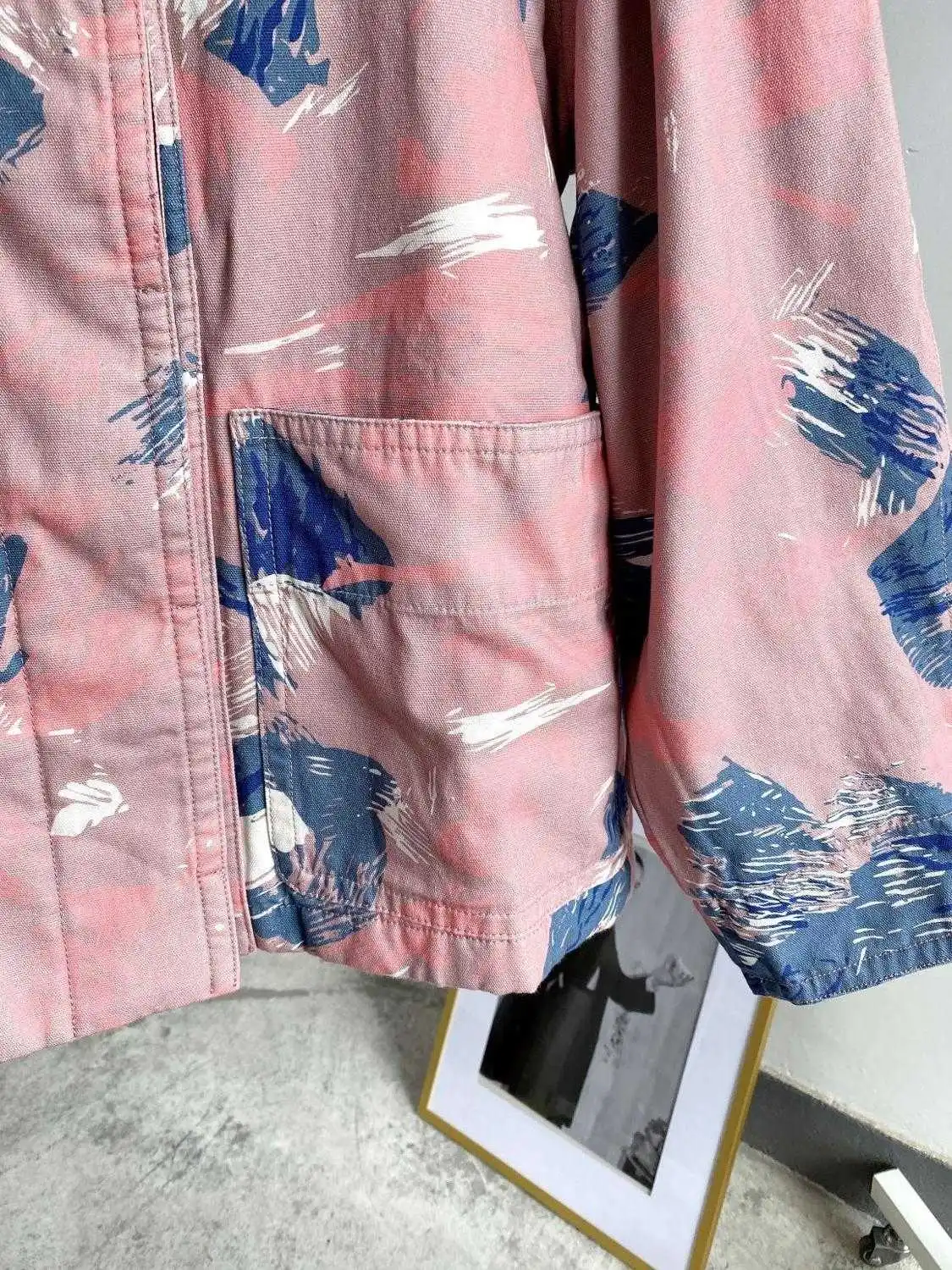

2021 AW parkas raine jacket printed straight Tie-Dye Print cotton Shawl Collar Padded short jacket coat