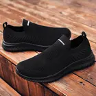 Кроссовки-носки мужские без шнуровки, спортивная обувь для бега, черные, для ходьбы, D-424, летние