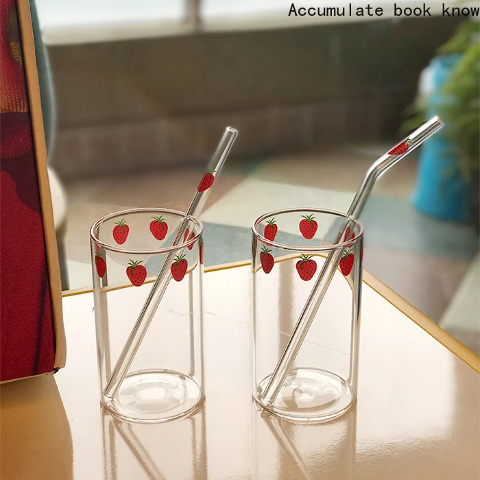 

New Strawberry Cute Nordic Glass Cup Creative Transparent Water Cup Elefantes De Cristal Student Milk Heat Resistant Glass