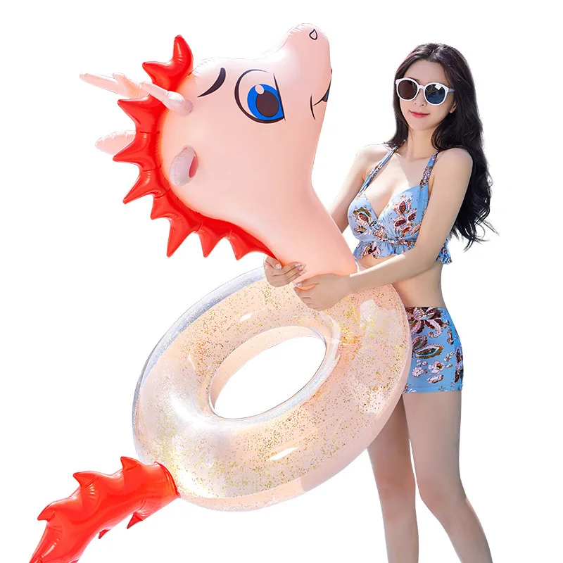 

Inflatable Sequins Pool floats Chinese Zodiac Animal Dragon swimming Ring inflated Transparent adult swim circle dinosaur Toys