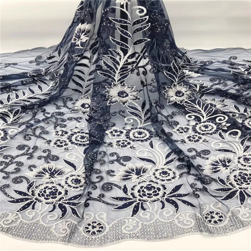

Cassiel 3d Wedding Lace Fabric High Quality African French Lace Fabric With Beads Embroidery Tulle Lace for African Lace Materia