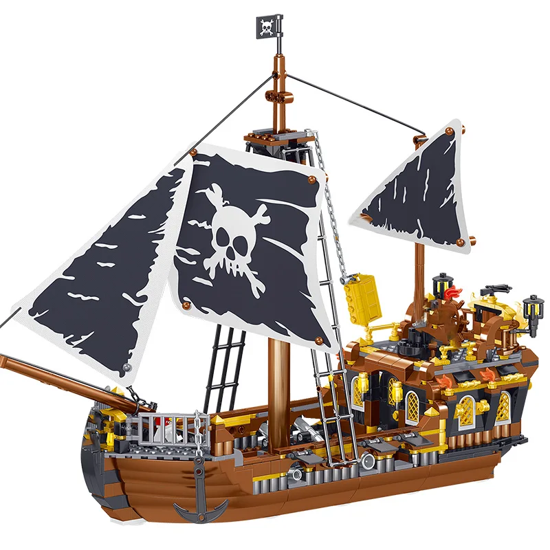 722 шт. пиратские парусные блоки для Карибского моря 3D модель корабельная лодка