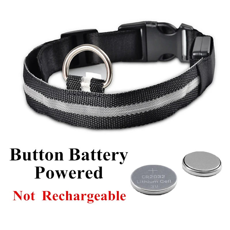 Whith Battery USB Перезаряжаемый светодиод для домашних собак светящийся ошейник для домашних животных светящееся мигающее ожерелье для прогулок на открытом воздухе ошейник безопасности для собак товары для домашних животных - Цвет: Whith Battery