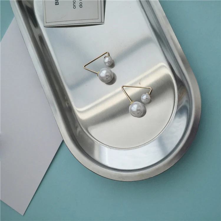 2020 Модные Простые геометрические треугольные серьги двусторонние шарики