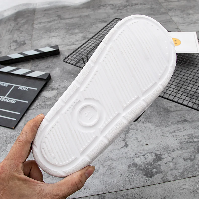 

Summer Man Soft Slippers Blue Black Men Slide Flip Flops Brand Fashion Beach Mens Shoes Light Weight Man Bathroom Slippers