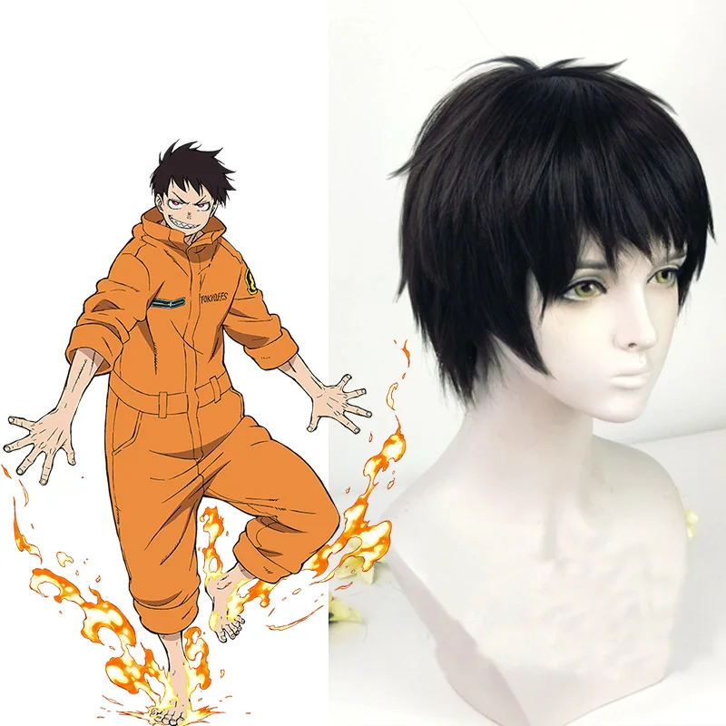 

Fire Force Cosplay Costume Shinra Kusakabe Akiratu Oubi Maki Oze Jumpsuit Enen no Shouboutai Women Men Yellow Outfit With Wig