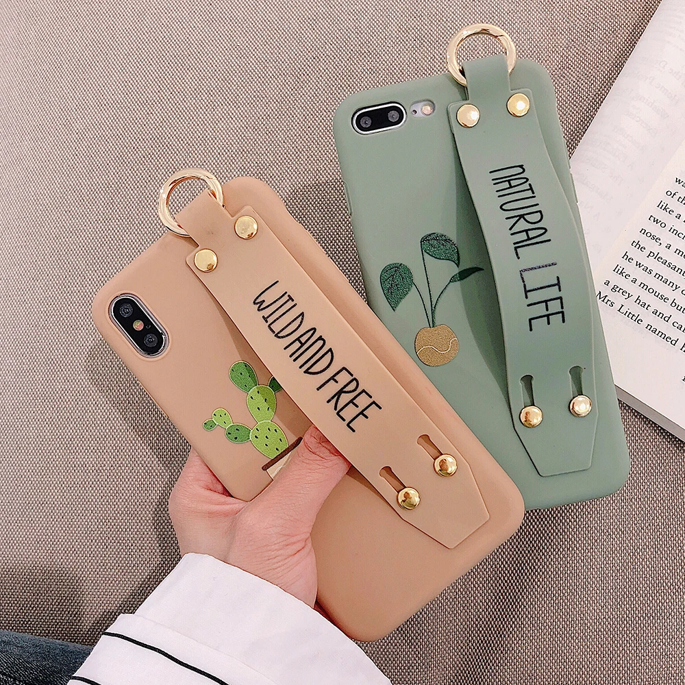 Стильный милый чехол для телефона с надписью «кактус» для iphone 11Pro Max XS MAX XR X 8 7 6 6s plus, мягкий чехол с кронштейном на запястье