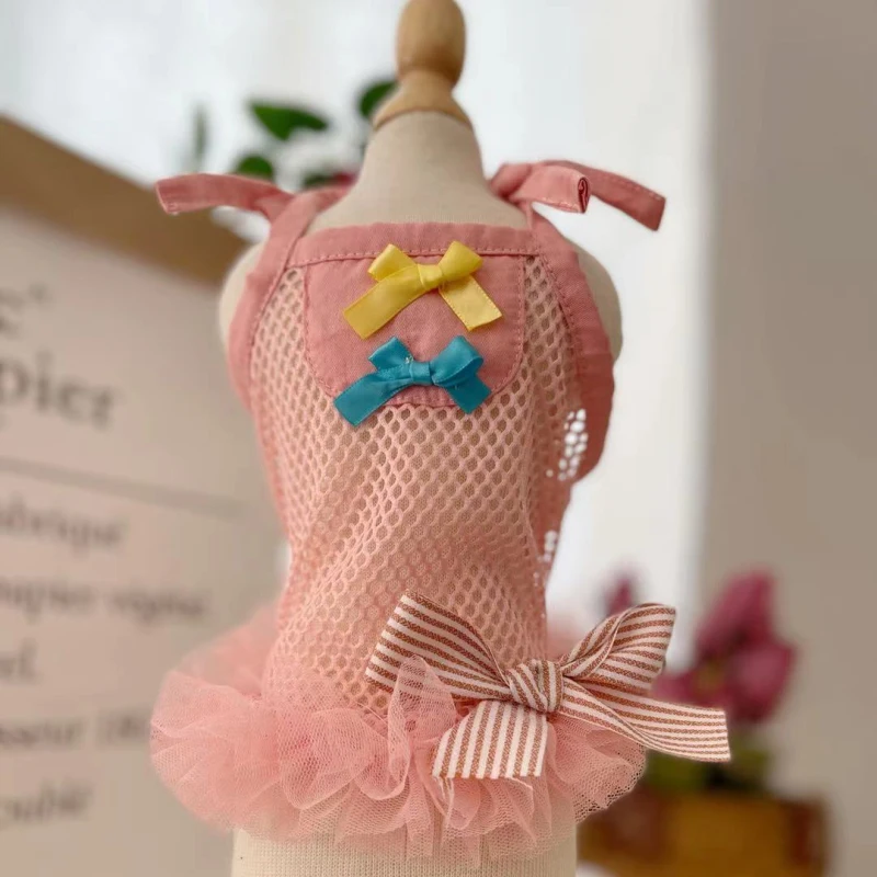 

Сетчатое платье для собак, летняя одежда для кошек и собак, юбка для щенков, платья с юбкой, для йоркширского шпица, пуделя, шнауцера, мопса, ф...