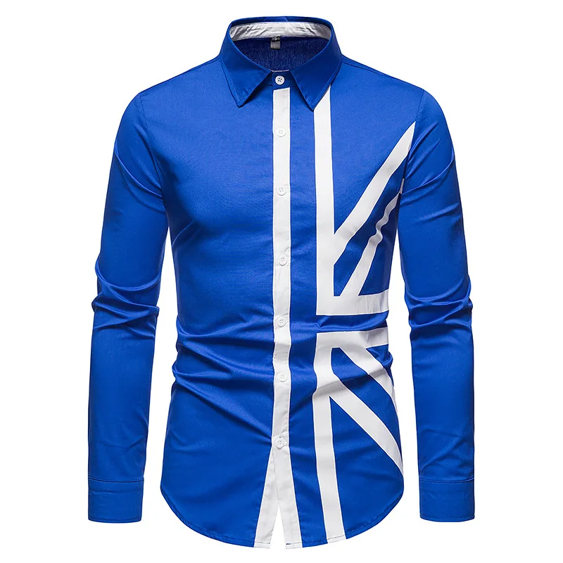 

Men's shirt, new European men's shirt, splicing long sleeve shirt, men's shirt, fashion shirt,